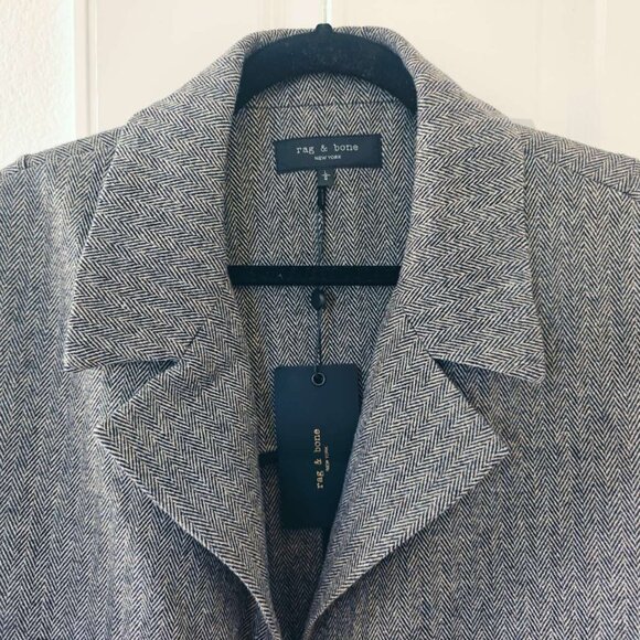 NWT rag & bone Sven Herringbone Belted Wool Coat - Picture 6 of 8